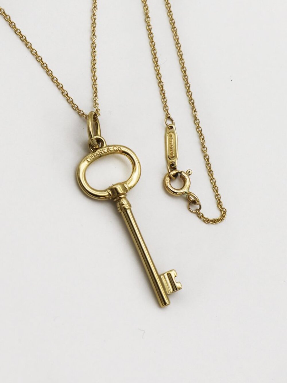 Tiffany & Co. 18k Gold Oval Key Pendant Necklace